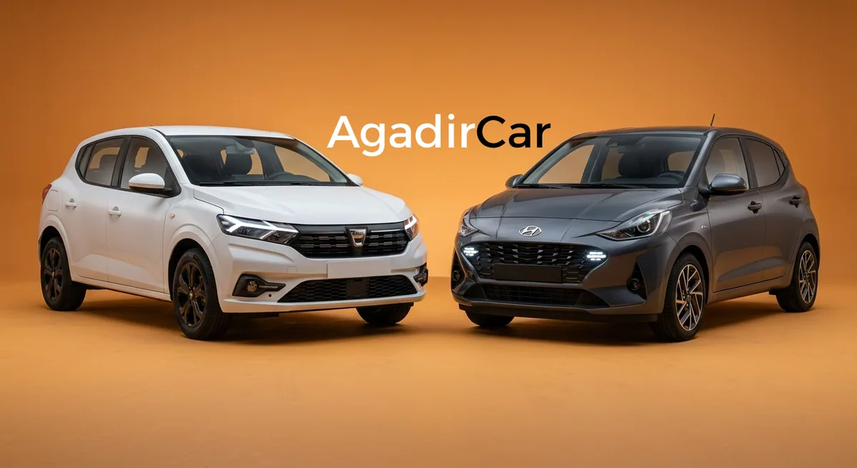 Dacia Sandero and Hyundai i10 — economy rental cars in Agadir